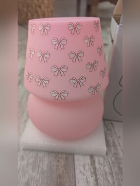 Mini LED  Vinyl Pink Bow Accent Table Lamp Set Of 2 Lamps For The Price Of 1